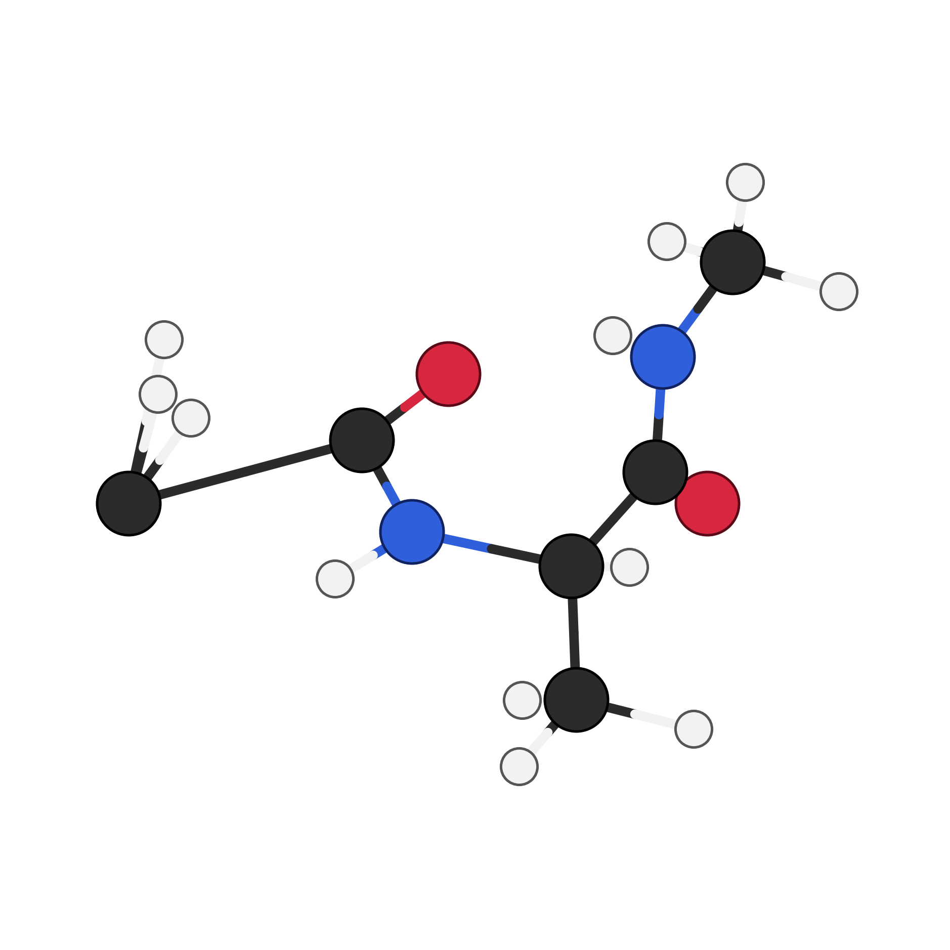 Ball-and-stick rendering of the C7eq conformation of alanine dipeptide